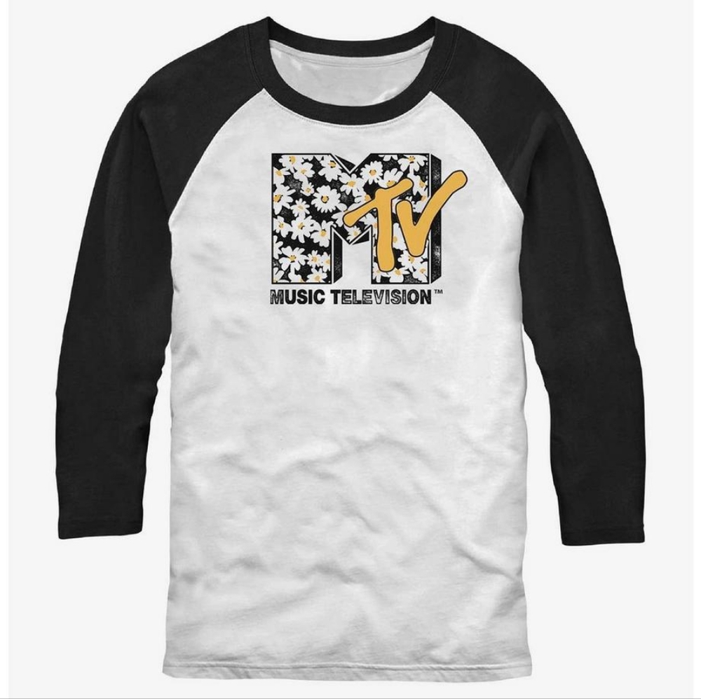 NWOT MTV Daisy Raglan T shirt L